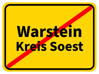 Illustration eines Stadtausgangsschildes von Warstein, einer Gemeinde des Kreises Soest