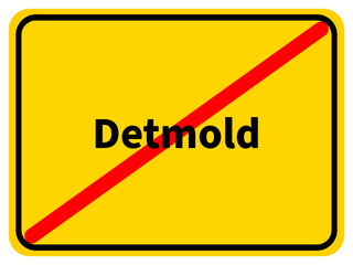 Illustration eines Stadtausgangsschildes von Detmold, einer Gemeinde des Kreises Lippe