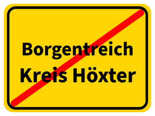 Illustration eines Stadtausgangsschildes von Borgentreich, einer Gemeinde des Kreises Höxter