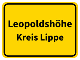 Illustration eines Stadteingangsschildes von Leopoldshöhe, einer Gemeinde des Kreises Lippe
