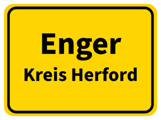 Illustration eines Stadteingangsschildes von Enger, einer Gemeinde des Kreises Herford