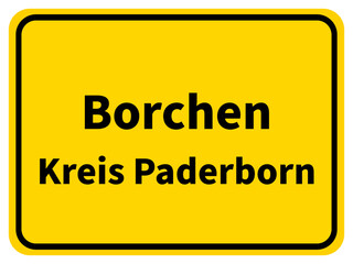 Illustration eines Stadteingangsschildes von Borchen, einer Gemeinde des Kreises Paderborn