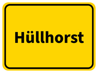 Illustration eines Stadteingangsschildes von Hüllhorst, einer Gemeinde des Kreises Minden-Lübbecke