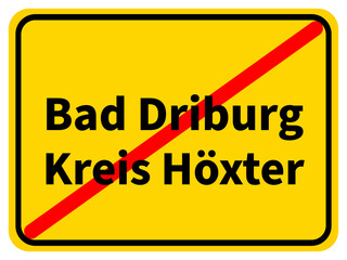 Illustration eines Stadtausgangsschildes von Bad Driburg, einer Gemeinde des Kreises Höxter