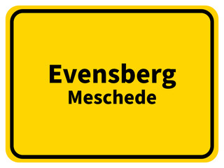 Illustration eines Stadteingangsschildes von Eversbeck, einem Stadtteil der Stadt Meschede im Sauerland