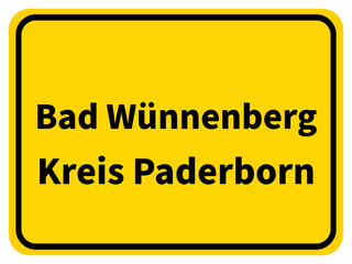 Obraz premium Illustration eines Stadteingangsschildes von Bad Wünneberg, einer Gemeinde des Kreises Paderborn