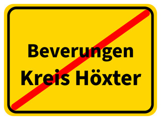 Illustration eines Stadtausgangsschildes von Beverungen, einer Gemeinde des Kreises Höxter