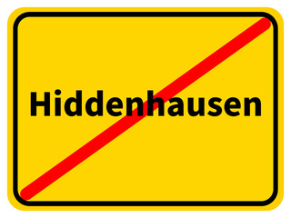 Illustration eines Stadtausgangsschildes von Hiddenhausen, einer Gemeinde des Kreises Herford
