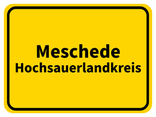 Obraz premium Illustration eines Stadteingangsschildes von Meschede, einer Gemeinde des Hochsauerlandkreis im Sauerland