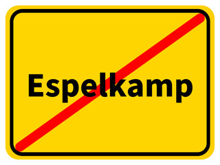 Illustration eines Stadtausgangsschildes von Espelkamp, einer Gemeinde des Kreises Minden-Lübbecke