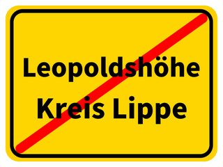 Illustration eines Stadtausgangsschildes von Leopoldshöhe, einer Gemeinde des Kreises Lippe