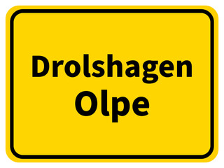 Illustration eines Stadteingangsschildes von Drolshagen, einer Gemeinde des Kreises Olpe
