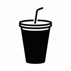 A minimalistic, line-art illustration featuring a cup with a straw