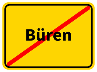 Illustration eines Stadtausgangsschildes von Büren, einer Gemeinde des Kreises Paderborn