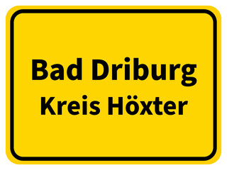 Illustration eines Stadteingangsschildes von Bad Driburg, einer Gemeinde des Kreises Höxter