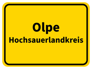 Fototapeta premium Illustration eines Stadteingangsschildes von Olpe, einer Gemeinde des Kreises Olpe