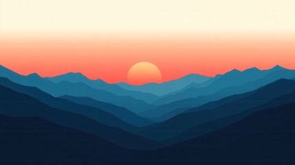 Obraz premium Serene Sunset Over Majestic Mountain Ranges A Breathtaking View of Nature's Splendor