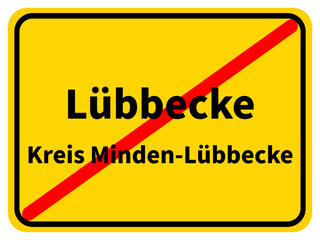 Illustration eines Stadtausgangsschildes von Lübbecke, einer Gemeinde des Kreises Minden-Lübbecke