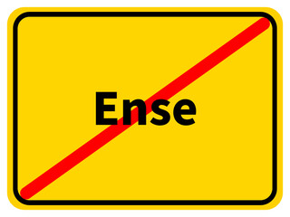 Illustration eines Stadtausgangsschildes von Ense, einer Gemeinde des Kreises Soest