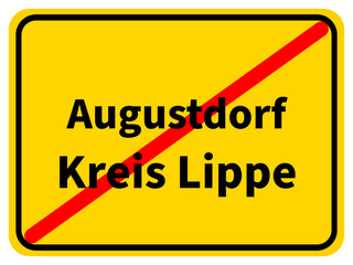 Illustration eines Stadtausgangsschildes von Augustdorf, einer Gemeinde des Kreises Lippe
