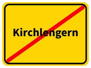 Illustration eines Stadtausgangsschildes von Kirchlengern, einer Gemeinde des Kreises Herford