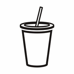 A minimalistic, line-art illustration featuring a cup with a straw