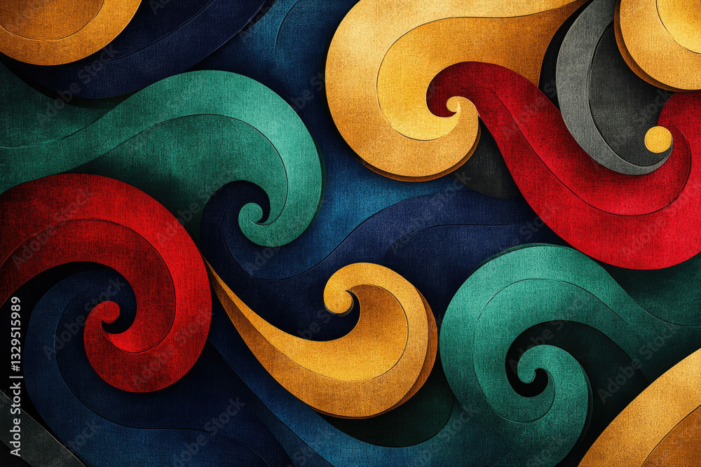 Poster abstract swirling artwork with textured, vibrant colors creating a dynamic, visually appealing desig