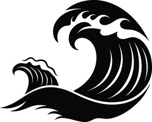 Sea Wave Silhouette Vector Design, Ocean Wave Icon
