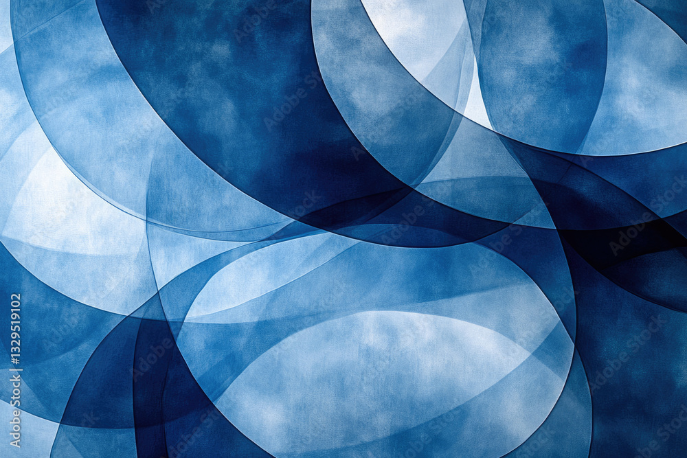 Poster Abstract artwork featuring overlapping translucent blue curves creating a dynamic and ethereal visual effect.