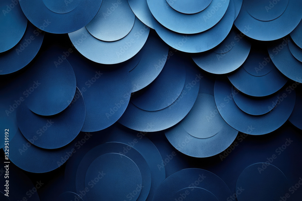 Poster Abstract background featuring overlapping, textured dark blue circles creating a dynamic visual pattern.