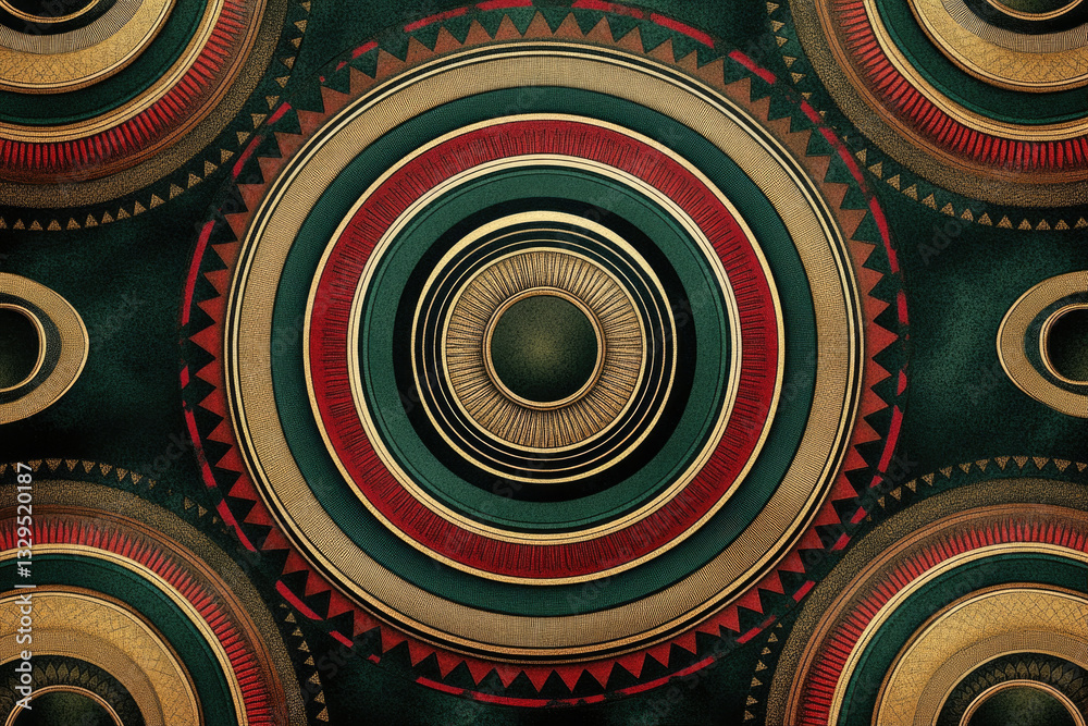Poster intricate concentric circles in earthy tones create a captivating, symmetrical mandala-like design.