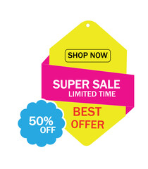 Super sale limited time offer. Discount tag, big sale banner. best offer, end of the season and shop now offer png and vector illustration on transparent background.