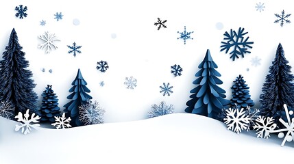 Fototapeta premium Winter Wonderland: Papercut Snow Scene 3D Render AI Generated