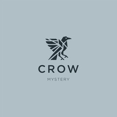Geometric Crow Logo – A sleek geometric crow logo symbolizing intelligence and mystery.