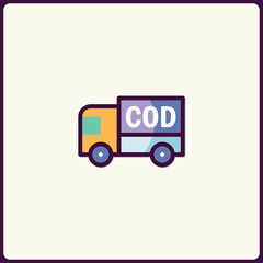 Naklejka premium Illustrative COD Delivery Truck Icon for Secure Online Shopping Systems