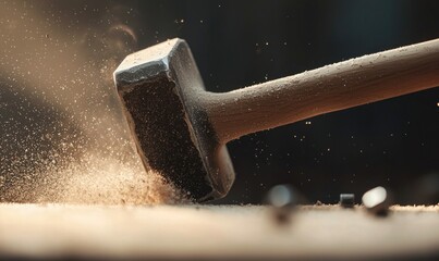 Sledgehammer Impact on Wood