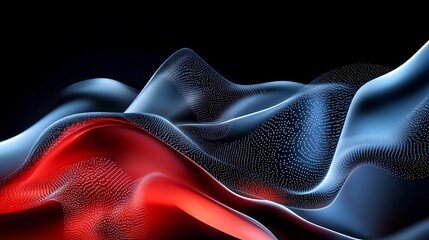 Naklejka premium Dynamic Red and Blue 3D Rendered Waves Abstract Art AI Generated