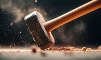 Sledgehammer Impact on Wood