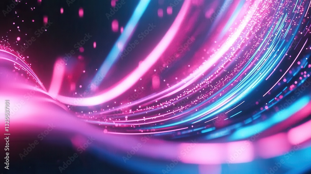 Poster mesmerizing abstract composition of dynamic luminous waves and curves in a spectrum of captivating n