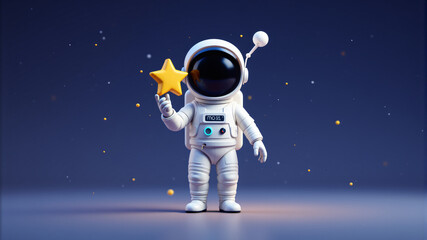 Adventurous Astronaut in Space Holding a Star