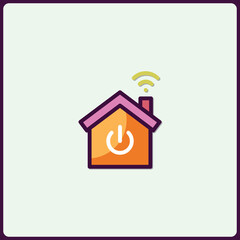 Modern smart home system icon with power button, connectivity, and energy