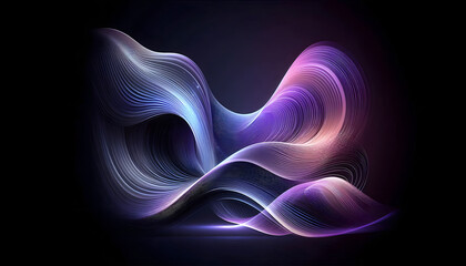 Fototapeta premium A vibrant abstract image of colorful waves in shades of purple and pink, flowing smoothly against a dark background, creating a dynamic and energetic feel.