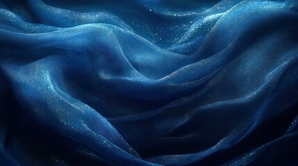 Fototapeta premium Deep blue fabric with shimmering gold accents