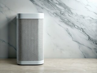 Air Purifier Overhead Panoramic Flat Lay Marble Clean Clinical Design Photography