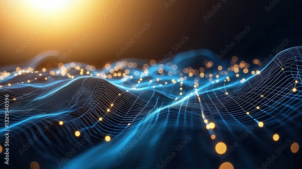 Poster a captivating abstract visualization of a futuristic glowing tunnel in hyperspace showcasing a dynam