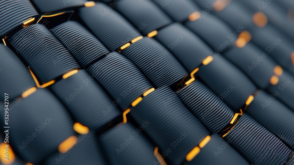 Poster futuristic abstract background with a dark blue grid pattern and intersecting orange lines represent
