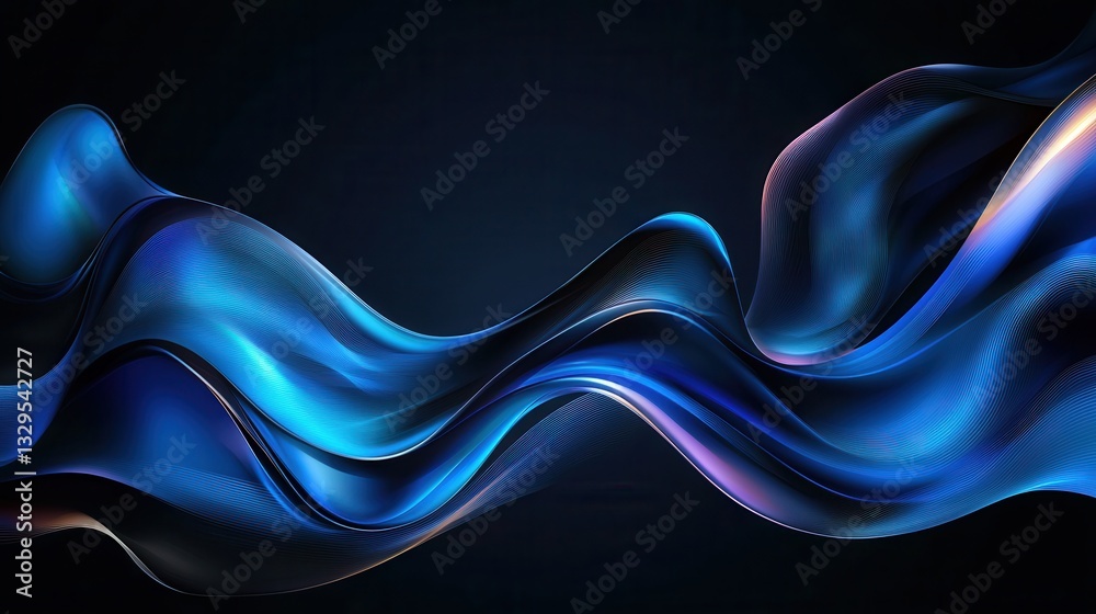 Poster vibrant and undulating abstract waves of dynamic digital energy neon light and flowing liquid forms 