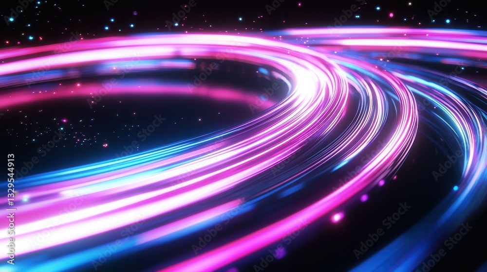 Poster vibrant and dynamic abstract digital art showcasing a mesmerizing display of glowing neon wave lines