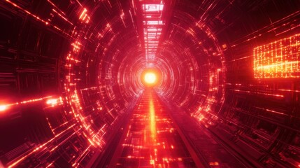 Fototapeta premium Quantum Processor Glowing Under Detailed Digital Overlay