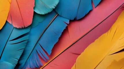 Vibrant feathers in an array of colors showcasing intricate details and textures